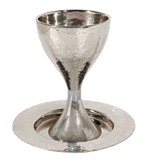 גביע קידוש כוס קידוש לשבת מודרני עבודת פטיש עמנואל כסף כסוף