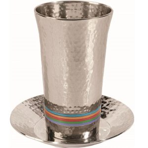 כוס קידוש לשבת גביע לשבת עבודת פטיש טבעות צבעוני