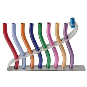 "Colorful" Anodized Branch Menorah - Emanuel