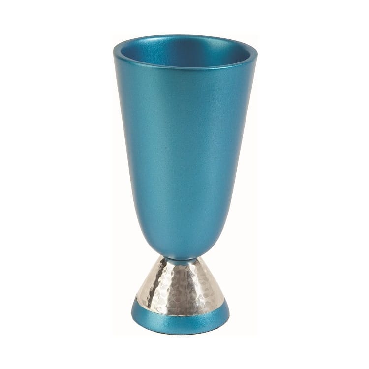 גביע קידוש כוס קידוש לשבת אנודייז עם רגלית רקועה עמנואל טורקיז