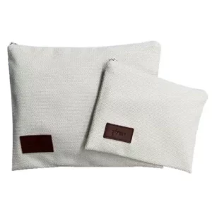 סט תיקי טלית ותפילין שמנת בהיר תבליט עור